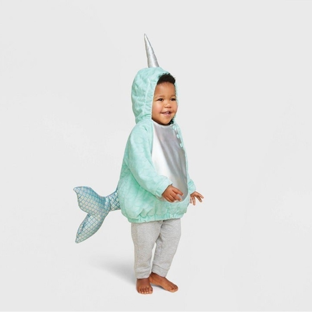 Narwhal Baby Infant Blue Iridescent Costume 0-6m